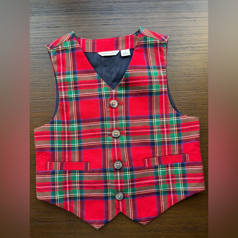 Janie and Jack Tartan Suit Vest Size 2T